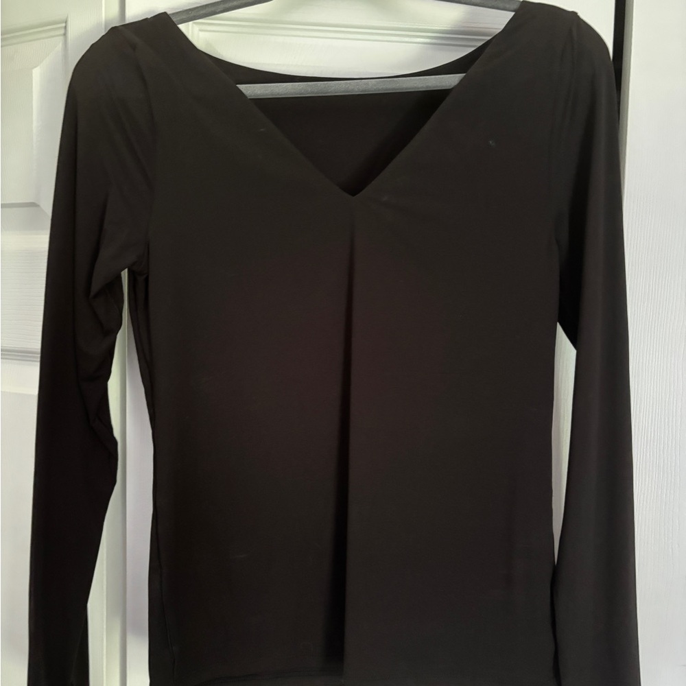 White House Black Market Black V-Neck Bodysuit